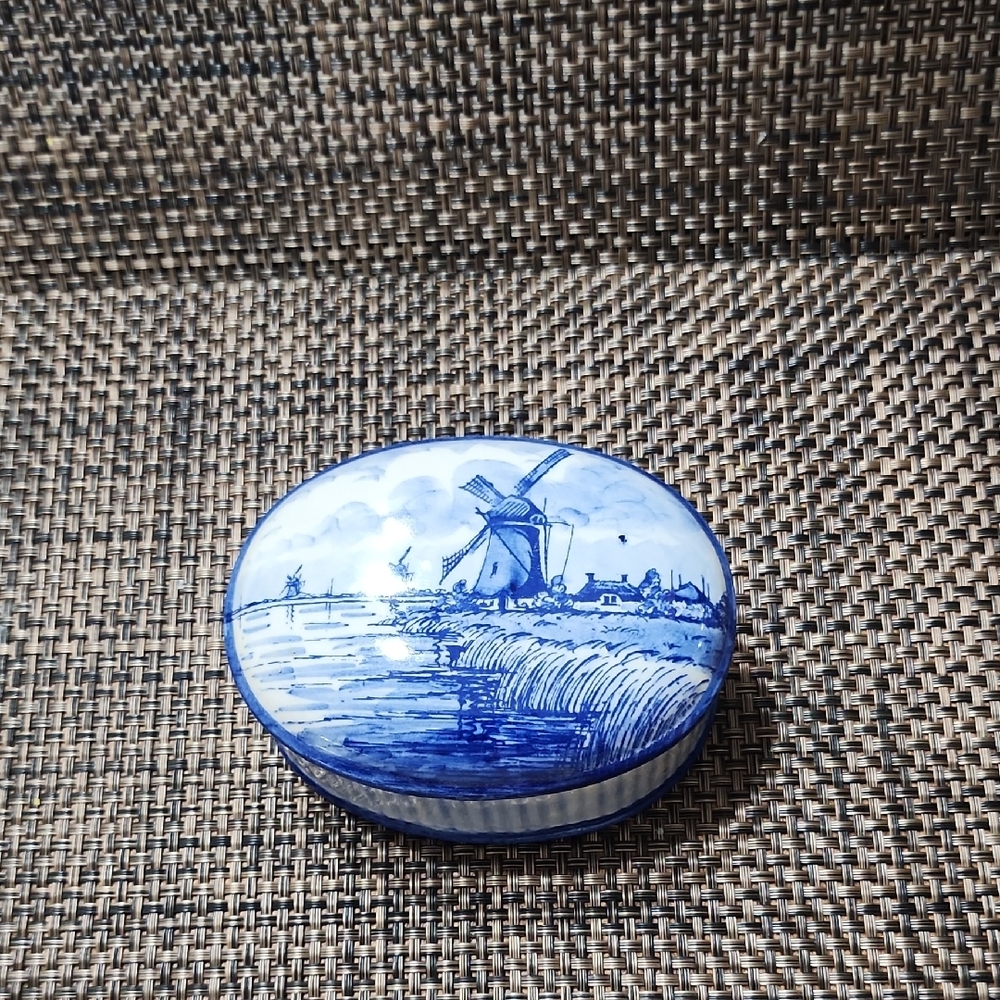 Blue and White Windmill Art Box